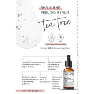 Skin401 AHA BHA Peeling Serum 30ml - Chemical Exfoliant for Skin Renewal, Vegan & Cruelty-Free Skin401 AHA BHA Peeling Serum - Vegan & Cruelty-Free AHA BHA peeling serum, chemical exfoliant, vegan skincare, cruelty-free skincare, acne treatment serum, skin renewal serum, exfoliating serum, skin tone improvement, vegan cosmetics, cruelty-free cosmetics, skincare routine, night routine, glycolic acid, lactic acid, salicylic acid, tea tree extract