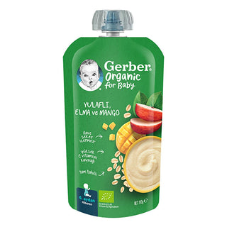 Gerber Organic Baby Food Puree: Oatmeal, Apple & Mango - No Sugar Added, Convenient Pouches for 6+ Months Gerber Organic Baby Food Puree - Oatmeal, Apple, Mango - No Sugar organic baby food, baby food puree, oatmeal apple mango baby food, Gerber organic puree, baby food pouch, 6 month baby food, organic infant food, no sugar added baby food, organic ingredients, baby food, infant food, puree, oats, apple, mango, fruit puree, grain puree, convenient baby food, travel baby food, healthy baby food, natural bab