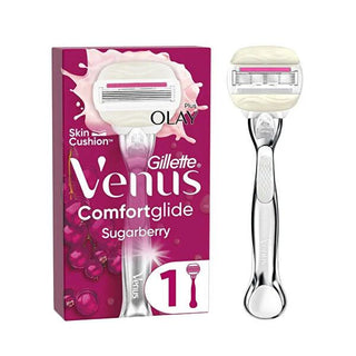Gillette Venus ComfortGlide Sugarberry Women's Razor - 3-Blade, Scented Gel Bars, Ergonomic Handle Gillette Venus ComfortGlide Sugarberry Razor - Smooth Shaving Women's Razor, ComfortGlide, Sugarberry, Venus Razor, Gillette, Women's Grooming, Shaving Essentials, Personal Care, Smooth Shaving, 3-Blade Razor, Scented Gel Bars, Ergonomic Handle, Freesia Flower, Grooming for Women, Shaving Products