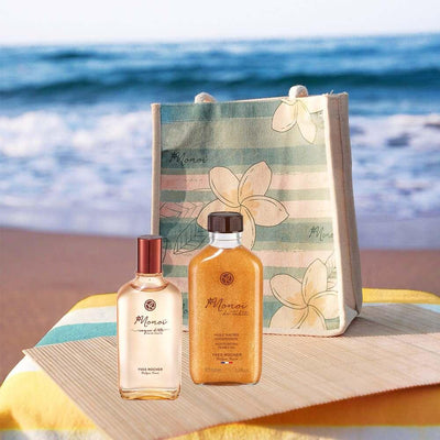 Monoi Luxury Perfume Set with EDT 100ml, Hair & Body Oil, Canvas Bag