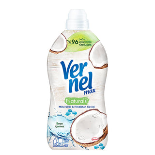 vernel coconut laundry softener bottle, close up of vernel max naturals coconut softener Vernel Coconut Concentrated Laundry Softener - Max Naturals 1440 ml | Ideal for Homeowners & Laundry Enthusiasts Vernel Coconut Laundry Softener - Max Naturals laundry-softener, vernel, coconut, natural-cosmetics, fabric-care, household-cleaning, softener, laundry-care, e-vitamins, ai-generated