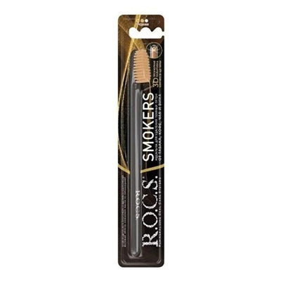 Rocs Toothbrush for Smokers: Stain Removal & Teeth Whitening - TPE Elastomer Bristles for Coffee & Tea Stain Cleaning