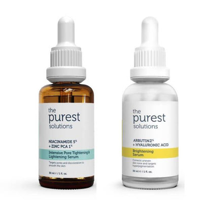 The Purest Solutions Dark Spot Corrector Serum Set: Niacinamide, Arbutin & Hyaluronic Acid - Brighten, Tighten Pores & E