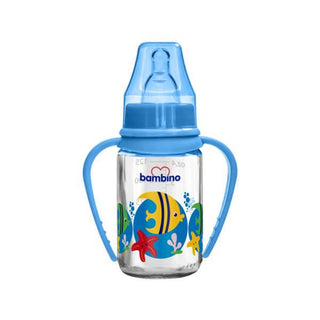 bambino glass bottle 125ml blue fish, bambino cherry nipple glass bottle Bambino Glass Bottle - Blue Fish | 125ml Bambino Glass Bottle 125ml - Blue Fish bambino, glass-bottle, baby-products, parenting, feeding, baby-care, blue-fish, baby-bottle, safe-feeding, ai-generated