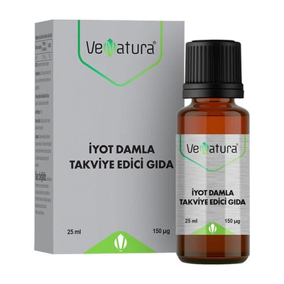 VeNatura Iodine Supplement Drops - Thyroid Health Support, 25ml Bottle, 150mcg per Drop