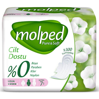 Molped Pure & Soft Organic Cotton Pads: Hypoallergenic, Chlorine & Paraben Free Sanitary Napkins for Sensitive Skin - 7 Count Molped Organic Cotton Pads: Sensitive Skin Protection organic cotton pads, hypoallergenic feminine pads, natural menstrual pads, sensitive skin sanitary pads, vegan period products, chlorine free pads, paraben free pads, soft menstrual pads, pure and soft pads, Molped Pure & Soft, feminine hygiene product, menstrual pads, sanitary napkins, organic pads, hypoallergenic pads, natural p