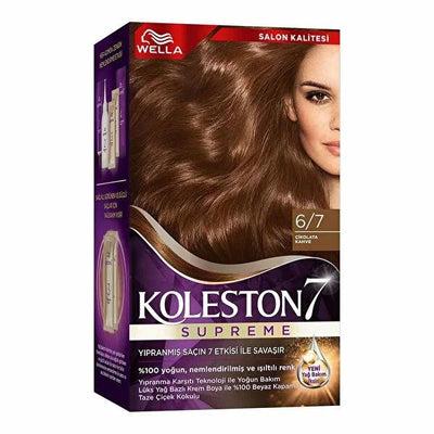 Wella Koleston Supreme Chocolate Brown Hair Dye 6/7: Long-Lasting Color & 100% Gray Coverage with Oil Treatment - At-Hom