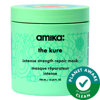 Amika The Kure Intense Strength Repair Hair Mask - Deep Hydration, Damage Repair, Breakage Reduction, Vegan, Cruelty-Free 8oz Amika Kure Hair Mask: Repair Dry, Damaged Hair | Vegan & Cruelty-Free hair mask, damaged hair repair, dry hair treatment, vegan hair mask, cruelty-free hair products, hair breakage treatment, color safe hair mask, intense hair hydration, plant butter hair mask, bond repair hair mask, hair care, deep conditioner, split ends, hair strengthening, hydration, moisturizing, Amika, hair tre