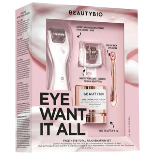 GloPRO Eye Want It All Face + Eye Microneedling Set - Anti-Aging Skincare Device with Microneedling Rejuvenation Tool and Eye Balm GloPRO Microneedling Set - Anti-Aging Skincare Device microneedling device, eye care, skincare, anti-aging, non-invasive skincare, vegan skincare, cruelty-free skincare, skincare set, face microneedling, eye microneedling, skin rejuvenation, collagen stimulation, fine lines reduction, wrinkle reduction, dark circles treatment, GloPRO, skincare tools, beauty devices, at-home skin