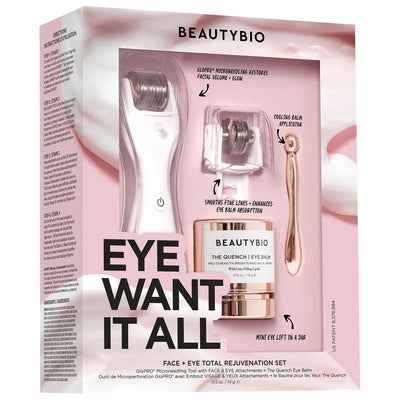 GloPRO Eye Want It All Face + Eye Microneedling Set - Anti-Aging Skincare Device with Microneedling Rejuvenation Tool an