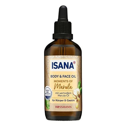 Isana Marula Facial & Body Oil - Natural Vegan Skincare Oil for Dry Skin, Radiant with Vitamin E, Almond Oil - 3.38 fl o