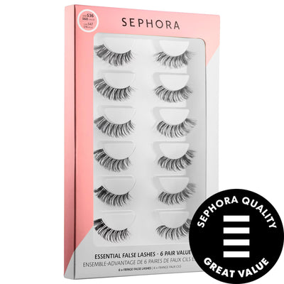 Essential Lashes: Vegan & Cruelty-Free Fringe False Eyelashes Value Pack - Reusable, Lightweight Winged Synthetic Lashes