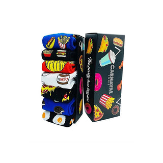 Carnaval Novelty Fast Food Socks Set - 5 Pairs of Comfortable Cotton-Themed Socks for Everyday Wear Carnaval Fast Food Socks Set - Comfortable Novelty Socks novelty socks, themed socks, fast food socks, cotton socks, multipack socks, casual footwear, comfortable socks, fun socks, gift ideas, sock sets, Carnaval socks