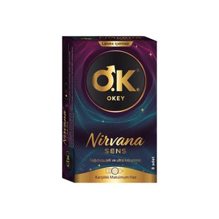 OKEY Nirvana Sens Latex-Free Condoms with Cooling Gel & Ultra Texture - 8 Count OKEY Nirvana Sens Latex-Free Condoms - Enhanced Intimacy latex-free condoms, polyisoprene condoms, textured condoms, cooling gel condoms, reservoir tip condoms, adult intimacy products, safe sex products, enhanced intimacy, couples gifts, latex allergy friendly, condom set, intimate health products