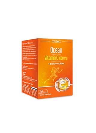ocean vitamin c tablets 1000mg, 30 tablet amber bottle of ocean vitamin c, health supplements ocean vitamin c Orzaks Ocean Vitamin C - 1000mg | 30 Tablets Ocean Vitamin C 1000mg Tablets for Adults ocean-vitamin-c, vitamin-supplement, 1000mg-vitamin-c, health-supplements, immune-support, citrus-bioflavonoids, daily-vitamins, health-conscious, adults-supplements, ai-generated