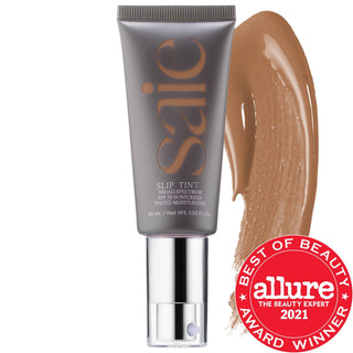 Saie Slip Tint - Lightweight Tinted Moisturizer with SPF 35, Hyaluronic Acid & Non-Nano Zinc Oxide for Natural Coverage Saie Slip Tint: Tinted Moisturizer with SPF 35 & Hyaluronic Acid tinted moisturizer, SPF 35, non-nano zinc oxide, hyaluronic acid, clean beauty, cruelty-free, gluten-free, recyclable packaging, lightweight coverage, natural makeup, dewy finish, radiant skin, sun protection, hydration, sensitive skin, fragrance-free, liquid formulation, broad-spectrum protection, natural coverage, everyday 
