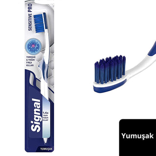 Signal Sensitive Pro Manual Toothbrush for Sensitive Teeth & Gums - Soft Bristle, Gentle Oral Care Signal Sensitive Pro Toothbrush - Gentle Oral Care Sensitive toothbrush, Soft bristle toothbrush, Gentle oral care, Manual toothbrush for sensitive teeth, Toothbrush with tongue cleaner, Oral hygiene, Sensitive teeth care, Gum care, Plaque removal, Fresh breath, Daily oral care, Travel toothbrush, Compact toothbrush