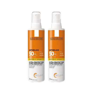 La Roche Posay Anthelios Invisible SPF 50+ Sunscreen Spray - 200ml x2 - High UV Protection