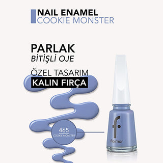 Flormar Nail Enamel: High Pigment, Long Lasting Nail Polish - Chip Resistant, Strengthening, Glossy Finish - Cookie Monster Shade Flormar Nail Polish: High Pigment, Long Lasting Color - Cookie Monster nail polish, flormar nail enamel, high pigment nail polish, long lasting nail polish, chip resistant nail polish, nail strengthening polish, glossy nail polish, nail color, manicure, nail care, nail enamel, colored nail polish, vibrant nail polish, durable nail polish, womens nail polish, girls nail polish, na