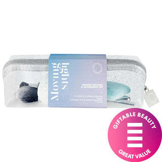 Limited Edition Vegan Makeup Brush and Accessories Set | Festive Gift with Sponge, Powder Puff & Glittery Case Vegan Makeup Brush Set - Festive Gift with Sponge & Puff makeup brush set, vegan makeup brushes, makeup sponge, powder puff, festive makeup gift, makeup accessories, blush brush, eyeshadow brush, makeup brushes, vegan brushes, makeup applicators, brush set, gift for her, holiday gift, cruelty-free makeup, makeup tools, cosmetic brushes, glittery case, travel makeup set, blending sponge, face powder