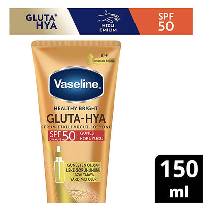 Vaseline Gluta-Hya SPF 50 Sunscreen Body Lotion: UVA/UVB Protection, Hydrating Hyaluronic Acid, Reduces Sunspots, Non-Gr