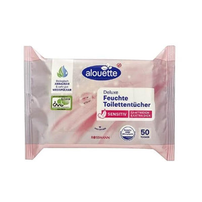 Alouette Aloe Vera Wet Toilet Paper 50-Count: Gentle, Biodegradable, Fragrance & Alcohol-Free Wipes for Sensitive Skin -