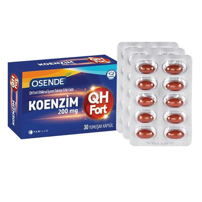 Osende Koenzim QH Fort 200 mg Ubikinol Dietary Supplement - Antioxidant Support for Adults - 30 Soft Capsules