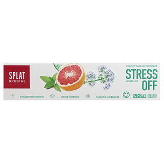 splat special stress off toothpaste 75 ml, toothpaste tube with natural ingredients Splat Special Stress Off Toothpaste - Strengthens Enamel | Adults & Children | 2.53 fl oz Splat Special Stress Off Toothpaste 75 ml splat, toothpaste, dental-care, enamel-protection, natural-ingredients, stress-relief, fresh-breath, children-friendly, oral-hygiene, ai-generated