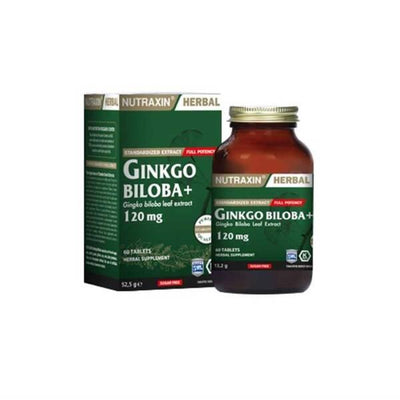Nutraxin Ginkgo Biloba: Boost Memory & Cognitive Function with Premium Herbal Supplement - 60 Tablets