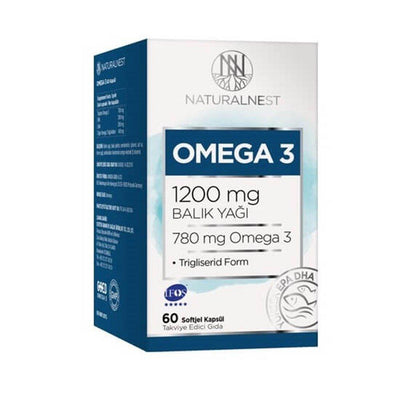 Naturalnest Omega 3 Fish Oil Supplement 1200 mg Softgels - Heart Health Support - 60 Count