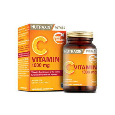 Nutraxin Vitamin C 1000mg Tablets: Boost Immunity & Antioxidant Support - 30 Count, High Dose Vitamin C Supplement