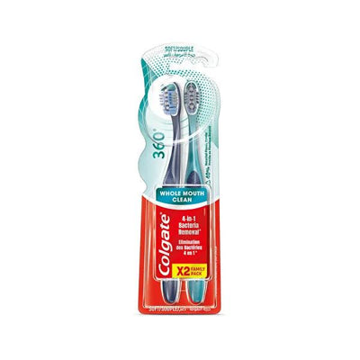 Colgate Manual Toothbrush 360 Soft - Gentle on Gums, Effective Oral Hygiene, Soft Bristle Toothbrush for Daily Use