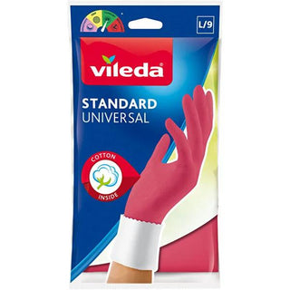 Vileda Cleaning Gloves - Natural Latex, Cotton Lined, Durable - S/M/L Sizes Vileda Cleaning Gloves - Natural Latex & Cotton Lined cleaning gloves, household cleaning gloves, latex cleaning gloves, natural latex gloves, cotton lined cleaning gloves, durable gloves, comfortable cleaning gloves, protective cleaning gloves, S/M/L sizes, Vileda