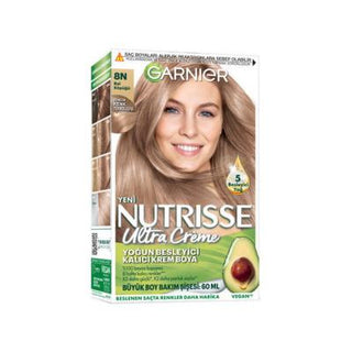 Garnier Nutrisse 8N Blonde Hair Dye: Nourishing Permanent Creme, Vegan Formula, Long-Lasting Color & Shine Garnier Nutrisse 8N: Vegan Blonde Hair Dye with Nourishing Oils hair dye, permanent hair color, vegan hair dye, nourishing hair dye, hair color with oils, Garnier Nutrisse, hair dye bal köpüğü, hair dye 8N, blonde hair dye, creme hair dye, hair coloring, hair transformation, hair care, personal care, beauty, vegan beauty, cruelty-free, hair color, bal köpüğü, honey foam, avocado oil, olive oil, coconut