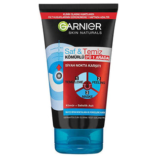 Garnier Charcoal Face Mask and Peeling Product - 3-in-1 Skincare Solution for Blackhead Removal Garnier Charcoal Face Mask - 3-in-1 Blackhead Removal Skincare charcoal face mask, blackhead removal skincare, multi-functional skincare product, salicylic acid skincare, natural skincare products, Garnier, skincare, face mask, peeling product, cleansing, blueberry extract, 3-in-1 skincare, skin impurities, skincare routine, cosmetic