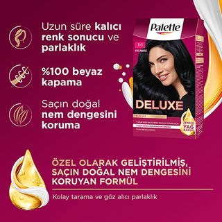 Palette Deluxe Gece Mavisi Hair Dye - Long-Lasting Vibrant Night Blue Hair Color with Nourishing Properties Palette Deluxe Gece Mavisi Hair Dye - Vibrant Night Blue Color hair dye, long-lasting hair color, nourishing hair dye, Gece Mavisi hair color, Palette Deluxe Saç Boyası, Night Blue hair dye, vibrant hair color, healthy hair dye, cosmetic, beauty, hair care