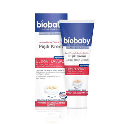 Biobaby Organic Diaper Cream for Babies - Natural & Chemical-Free Skincare with 40% Zinc Oxide, 2.54 fl oz