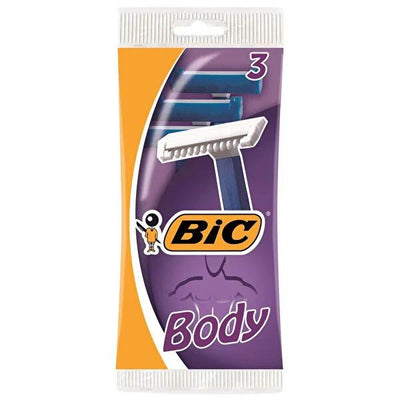 BIC Body Disposable Razor 3-Pack: Smooth Shave, Stainless Steel Blades, Ideal for Men & Women, Perfect for Travel