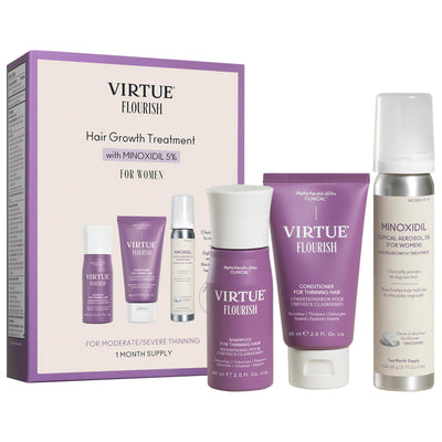 Flourish Hair Growth Treatment Set with Minoxidil - Nourishes Scalp, Thickens Hair, Vegan & Cruelty-Free