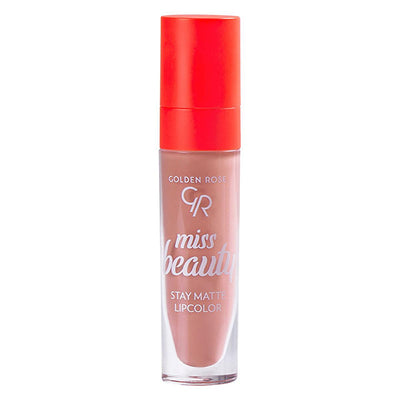 Golden Rose Miss Beauty: Blush Nude Matte Lipstick - Long Lasting, Volumizing & High Pigment - Non-Drying Lip Color
