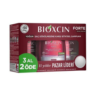 Bioxcin Forte Hair Loss Shampoo 3x300ml - Natural Herbal Formula for Intense Hair Loss