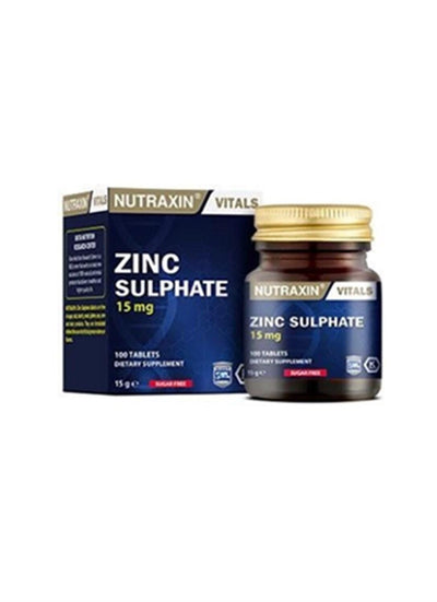 Nutraxin Zinc Supplement: 15mg Zinc Sulfate Tablets for Immune Support & Overall Health, 100 Count Ð Gluten & Allergen F