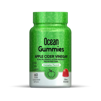 Ocean Gummies Apple Cider Vinegar Supplement for Adults - Gluten-Free, Chewable Dietary Supplement with Chromium and B V