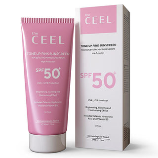 the ceel tone up pink sunscreen spf 50, sunscreen packaging and texture The Ceel Tone Up Pink Sunscreen SPF 50 - Brightening Protection for Women The Ceel Tone Up Pink Sunscreen SPF 50 - Brightening Protection the-ceel, pink-sunscreen, spf50, tone-up, skincare, moisturizer, makeup-base, anti-aging, brightening, ai-generated