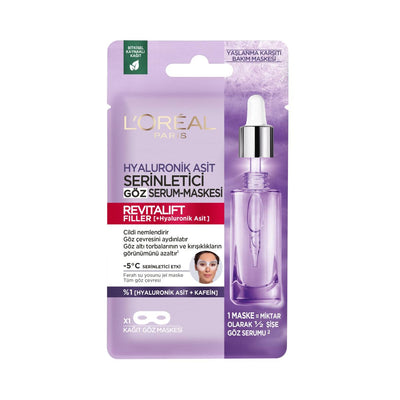 Loreal Paris Revitalift Filler Hyaluronic Acid Cooling Eye Serum Mask - Anti-Aging, Hydrating Sheet Mask for Dark Circle