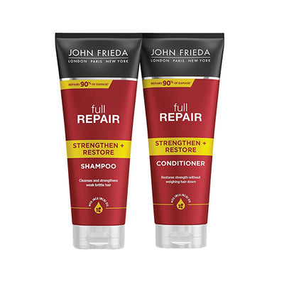 John Frieda Full Repair: Inca Inchi Oil Shampoo & Conditioner Set - Strengthens, Repairs Damaged & Color-Treated Hair, B