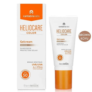 Heliocare SPF 50 Color Gelcream Brown Sunscreen Cream - Antioxidant, Non-Comedogenic, Oil-Free