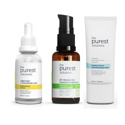 The Purest Solutions Skincare Set: Brighten, Hydrate & Even Skin Tone with Niacinamide, Hyaluronic Acid - Includes Serum