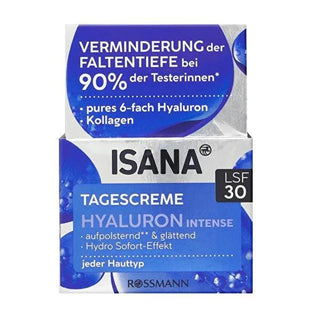 Isana Hyaluron Intense SPF 30 Day Cream: Anti-Aging Hydrating Face Moisturizer - Wrinkle Reduction & Sun Protection for All Skin Types Isana Hyaluron Day Cream SPF 30: Hydrate, Anti-Age & Protect Hyaluronic acid day cream, SPF 30 face cream, Anti-aging day cream, Hydrating face moisturizer, Wrinkle reducing cream, Sun protection face cream, Isana day cream, Hyaluron Intense cream, Marine collagen cream, All skin types moisturizer, face cream, day cream, moisturizer, anti-aging, wrinkle reduction, sun protec