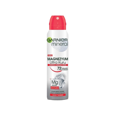 Garnier Mineral Magnezyum Ultra Kuru Sprey Deodorant 150ml - Natural Anti-Perspirant Spray for Men and Women